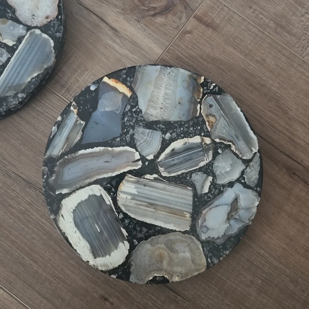 Agate Stone Trivet Hot Plate Set (2 Piece)